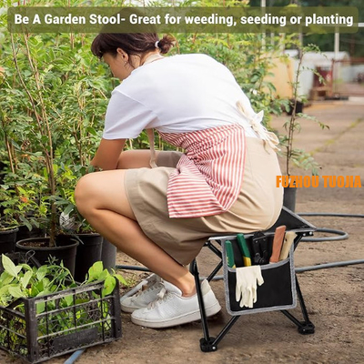 Portable camping bench with side pockets