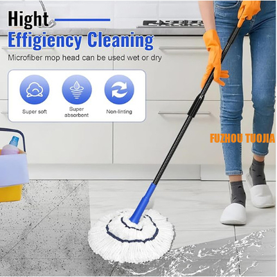 Self-tightening mop, microfiber rotating mop