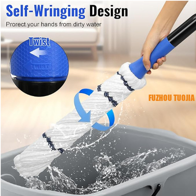 Self-tightening mop, microfiber rotating mop