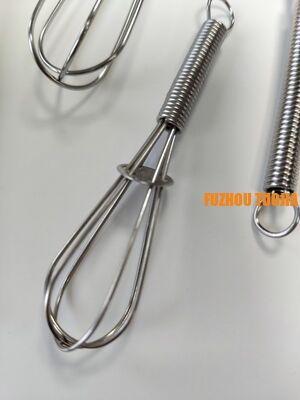 Stainless steel mini mixing whisk for baking. Stirring rod. Home use for whipping cream and beating egg whites. Manual egg whisk set of 4 pieces.
