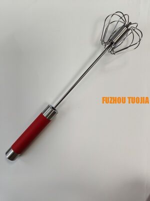 Colorful handle Handheld semi-automatic egg beater baking tool - stainless steel egg mixer for cream whipping - household use