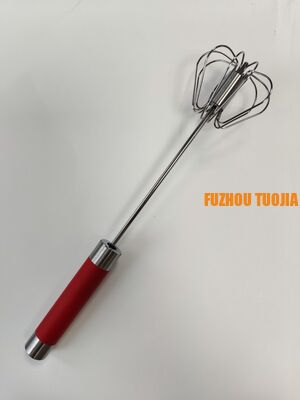 Colorful handle Handheld semi-automatic egg beater baking tool - stainless steel egg mixer for cream whipping - household use