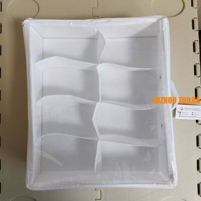 Foldable Grid Storage Box for Underwear & Socks - Large Capacity Portable Closet Organizer with Dustproof Cover