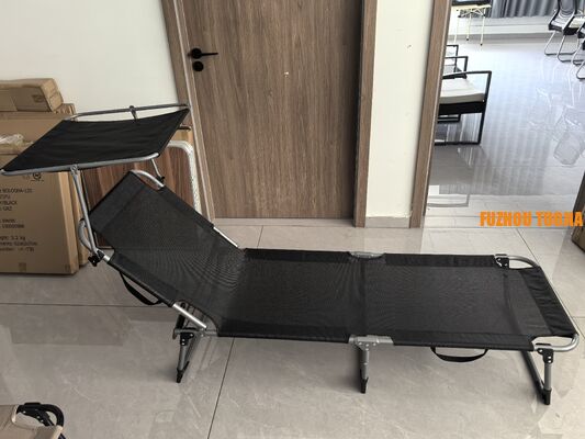 Custom Folding Beach Lounge Chair with Canopy - Outdoor Camping Recliner & Sun Lounger, Portable 3-Fold Tanning Bed