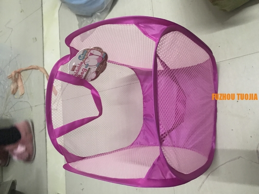 Polyester Foldable Collapsible pop up hamper bags baskets with handle laundry baskets