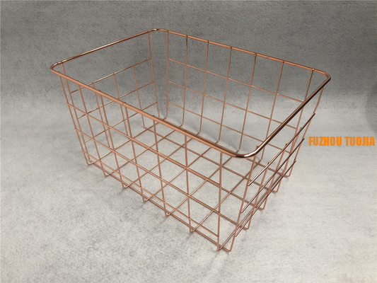 popular newest rose gold wire mesh metal storage basket