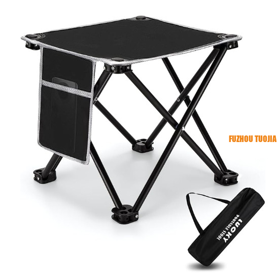 Portable camping bench with side pockets