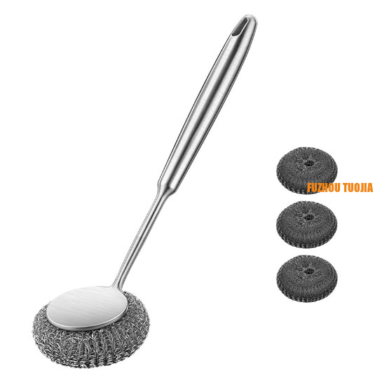 Household stainless steel dishwashing brush
