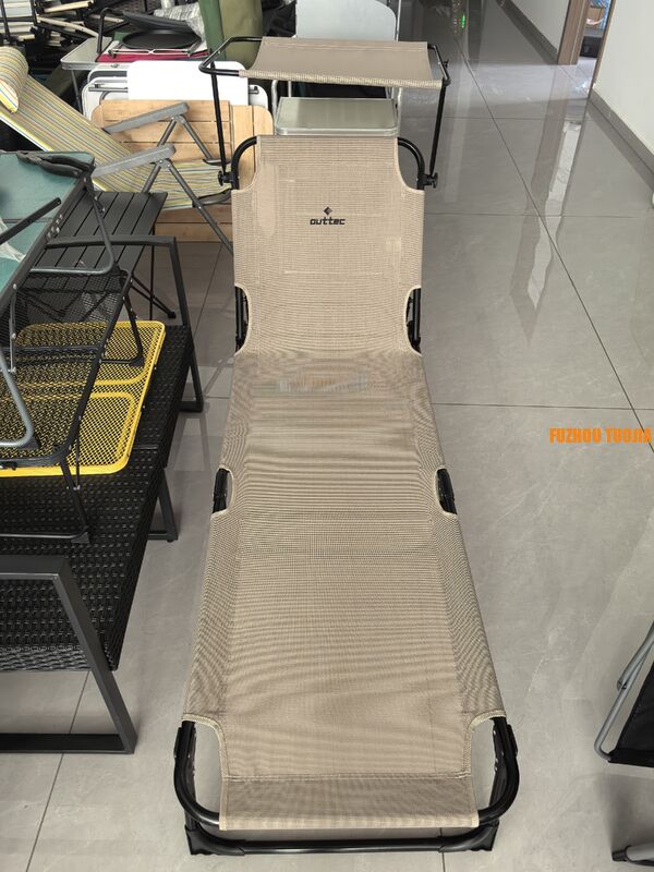 Custom Folding Beach Lounge Chair with Canopy - Outdoor Camping Recliner & Sun Lounger, Portable 3-Fold Tanning Bed