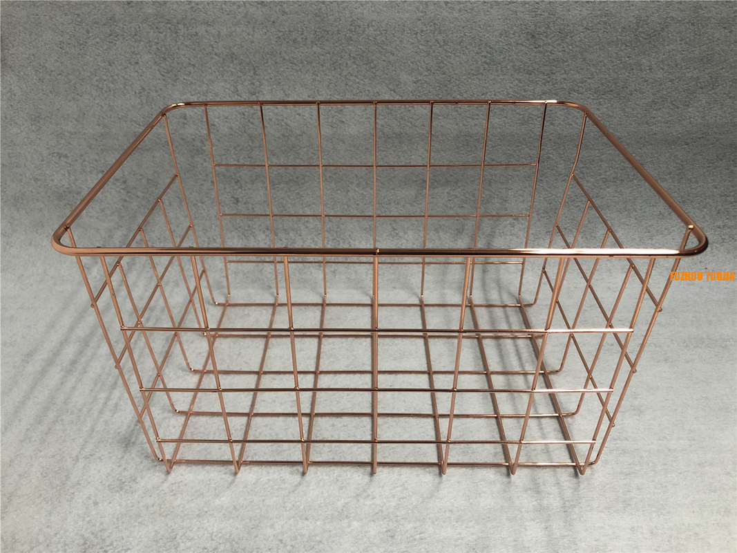 popular newest rose gold wire mesh metal storage basket